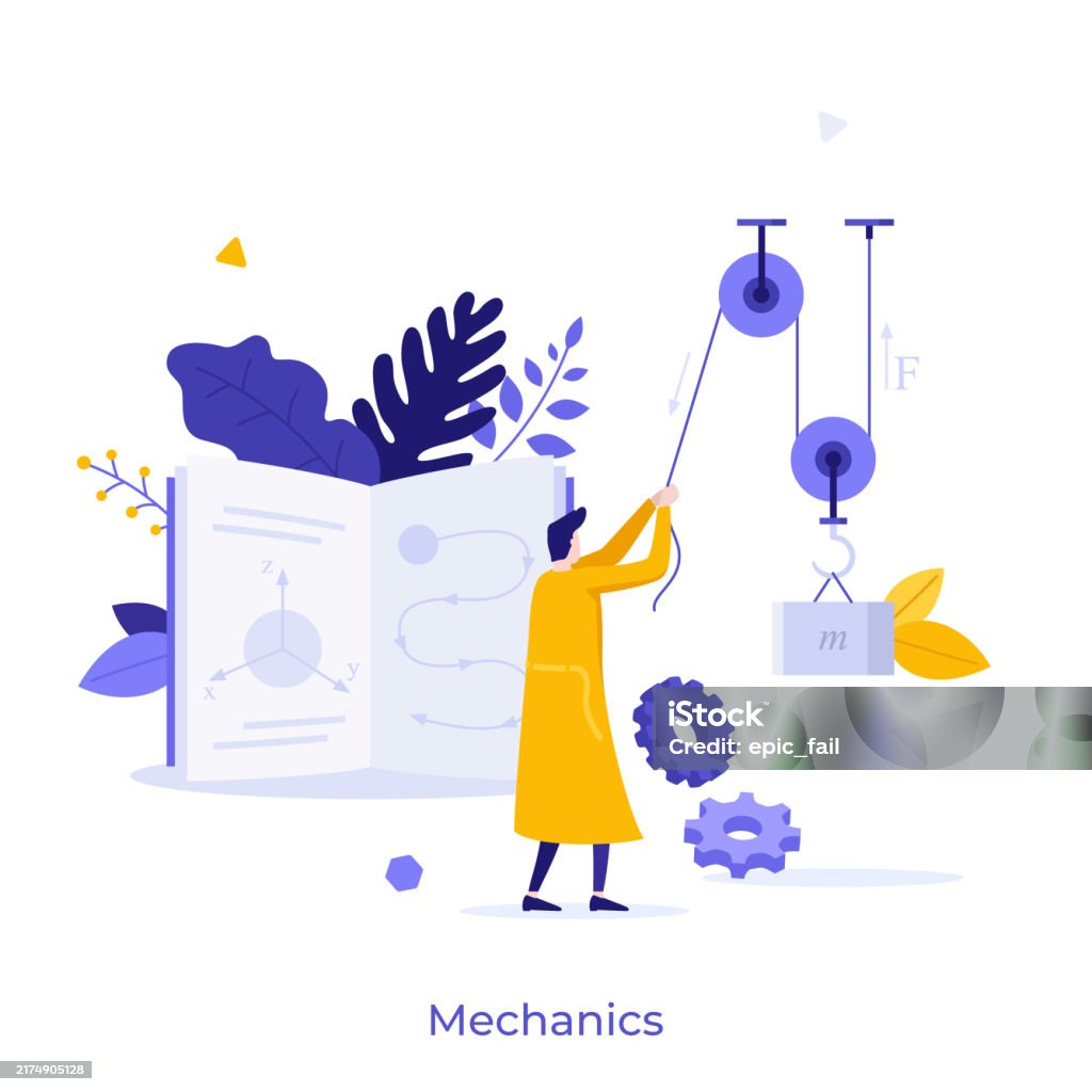 Science Lifter Physicist Or Scientist Lifting Weights Using System With Hoist And ...