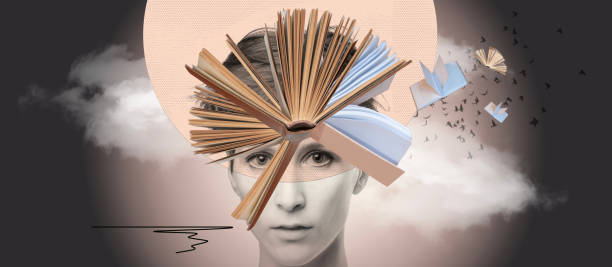 istock Female head with books as a metaphor for a education. Art collage. 2174908374