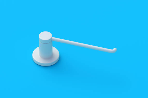 istock One holder for toilet paper on blue background. Bathroom accessories. 3d render 2174910592