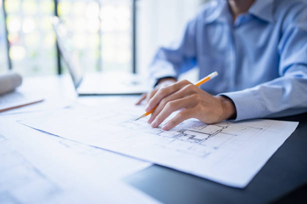 istock Architecture Man drawing on architectural Creative project business architecture building construction Industrial engineering Achievement Planning 2174912039