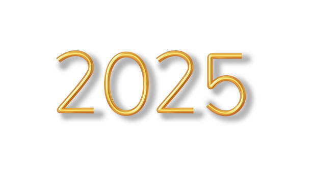 istock Elegant 3D Golden 2025 Typography in Minimalistic Line Art Style - Perfect for New Year, Futuristic, Vector illustration 2174914848