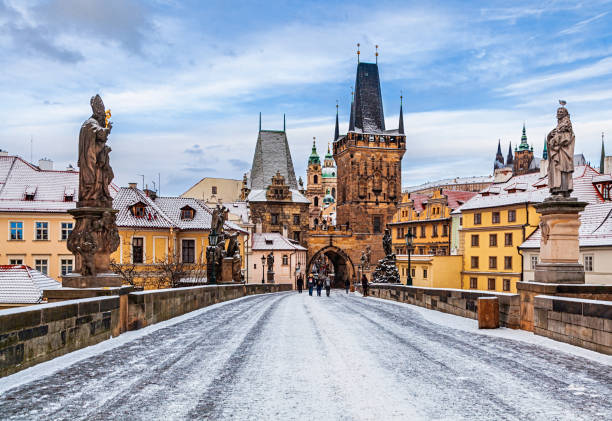 istock Empty Charles Bridge at winter morning, Prague 2174919540