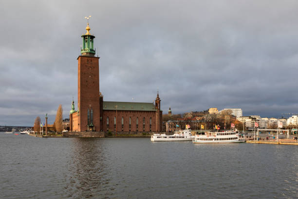 Stockholm, Sweden - Dec 9, 2017: Stockholm City Hall at Kungsholmen in Stockholm where the Municipal Council for the City of Stockholm is located.
