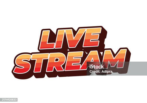 Live Stream Text Effect In 3d Style With Modern Colors Stock ...