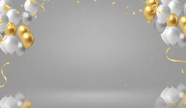 istock Festive summer background with balloons on  background  Holiday cartoon illustration. 2174934074