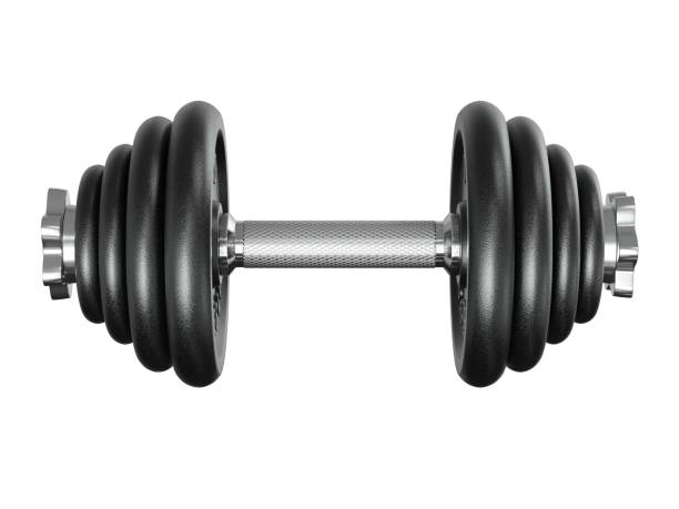 istock Black adjustable dumbbell, weightlifting gym equipment, side view 2174940593