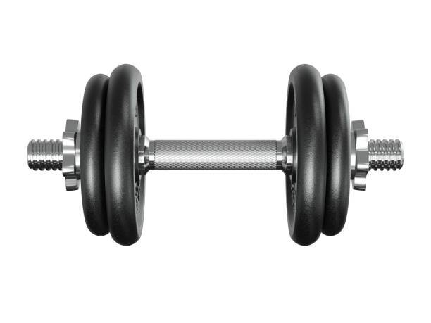 istock Black adjustable dumbbell, weightlifting gym equipment, side view 2174940643
