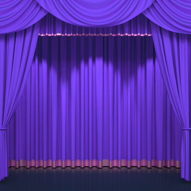 istock Luxury stage or windows curtains, realistic 3D illustration 2174940791