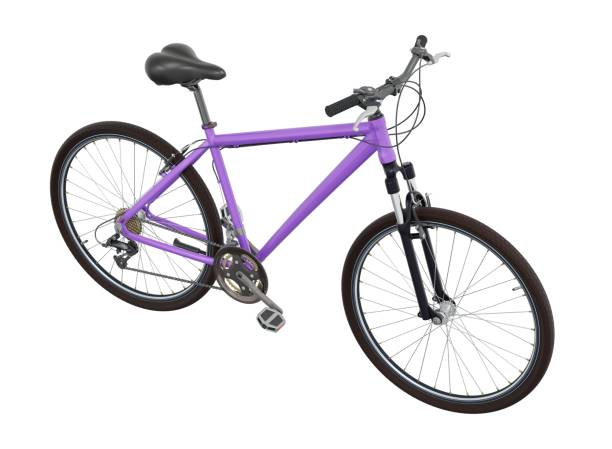 istock Purple bicycle, side top view isolated on white background, 3D illustration 2174940846