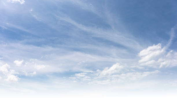 istock Bright Blue Sky with White Cloud background: A Clear Summer Day with Light Gradients winter cloudy and Nature Beauty texture, Horizon air in summer day. abstract Landscape spring View 2174946949