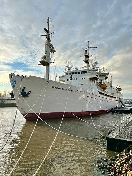 Kaliningrad, Russia - December 29, 2023:  Museum Ships docked in Kaliningrad in front of Museum of The World Oceans