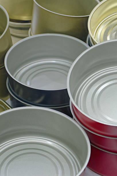 istock Big group of assorted empty clean preserve tin cans 2174995071