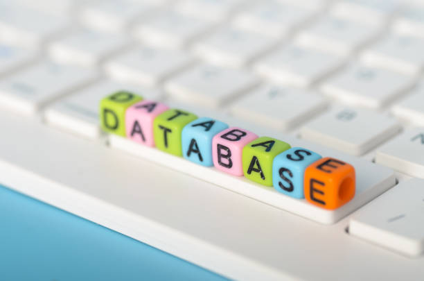 the letter blocks in a linear sequence suggests the organized nature of databases and their ability to retrieve information quickly and efficiently.