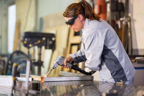 istock Skilled Young Female Welder Creating Aluminum Structures 2175028151