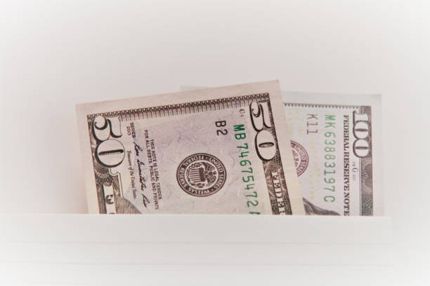 Money on the white background close up
