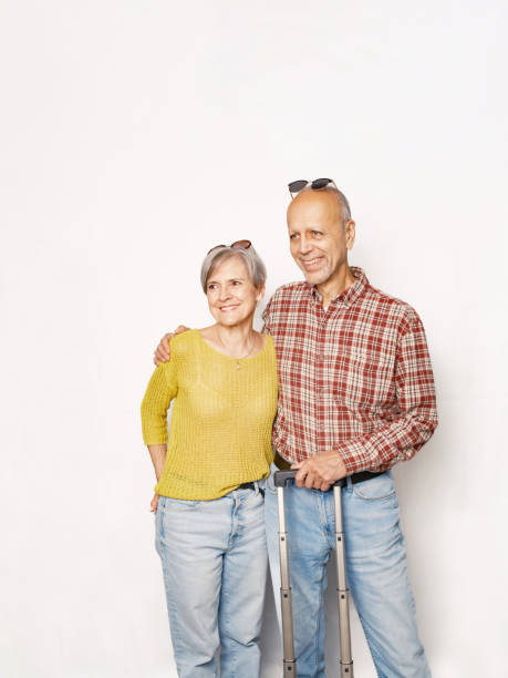 istock Senior Caucasian couple against white background 2175037121