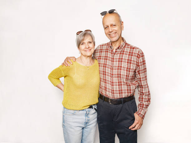 istock Senior Caucasian couple against white background 2175037221