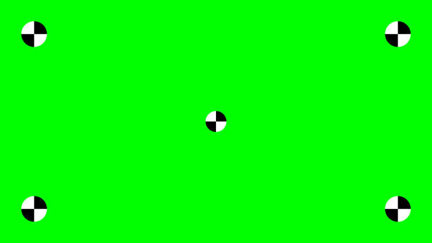 Green Screen with Motion Tracking Markers - Cinema Industry Template - Chromakey with VFX Tracking Points - Vector Illustration