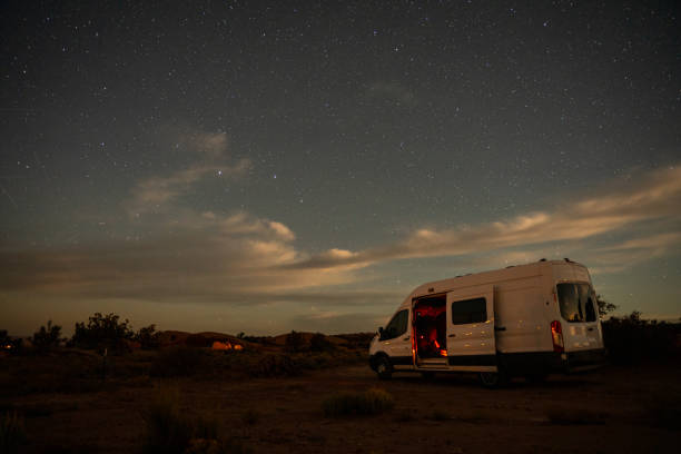 istock A Long Exposure Shot of a White Sprinter Conversion Van With the Door Open in Monument Valley Utah 2175041292