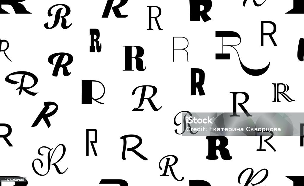 Patterns For Letter R Vector Seamless Alphabet Pattern With Black Bold Latin Letters White ...