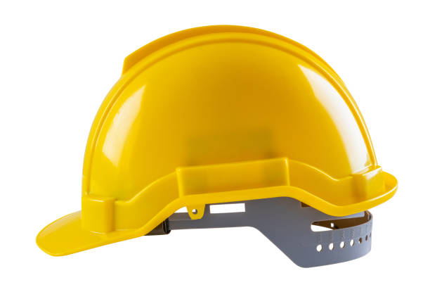 istock Yellow safety construction helmet isolated on white background 2175050678