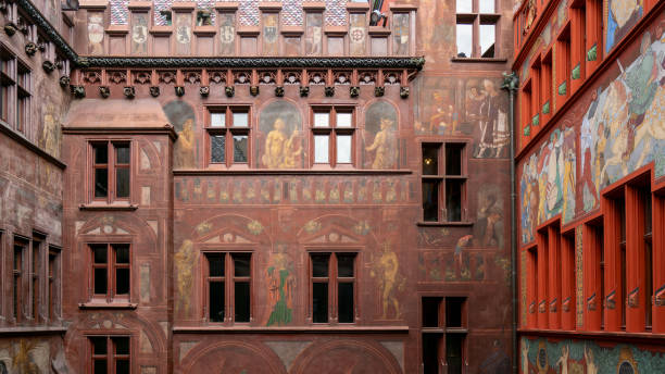 Basel, Switzerland - September 13, 2024: Basel is a culture and economic hub along the Rhine River known for its art scene, historical architecture and strong pharmaceutical industry.