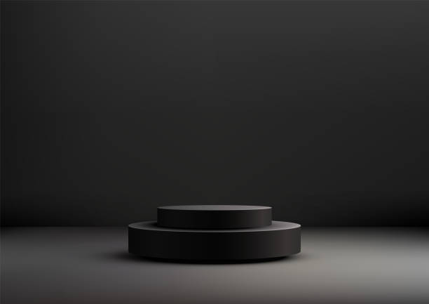 istock 3D Black Podium for Dramatic Product Display and Mockup, Modern Minimalist Design for Showroom and Award Showcase 2175076541