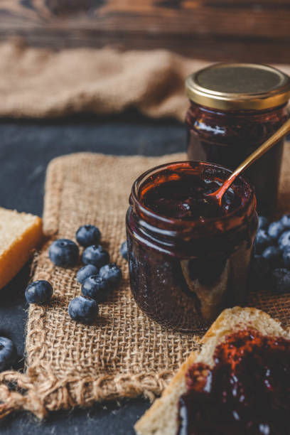 istock Toast and blueberry jam, breakfast idea 2175081315