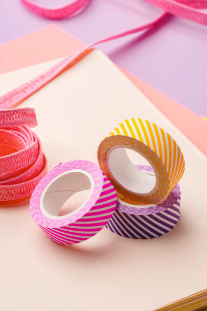 istock Crafting supplies on a purple background ready for creative projects 2175082901
