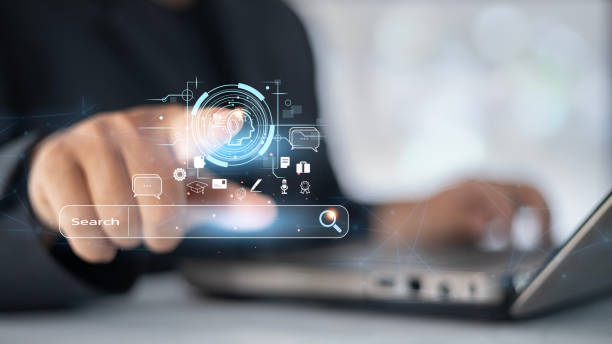 Businessman uses AI-powered chatbot and search engine Businessman uses AI-powered chatbot and search engine to generate ideas and solve problems through command prompts, driving digital transformation and SEO optimization. AI Driven Marketing stock pictures, royalty-free photos & images