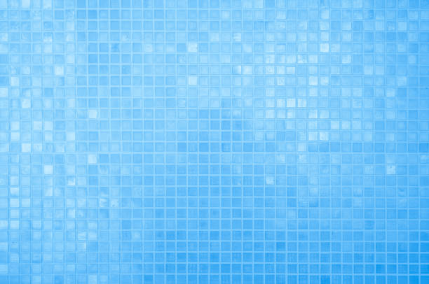 istock Blue light ceramic wall chequered and floor tiles mosaic background in bathroom. Design pattern geometric with grid wallpaper texture decoration pool. Simple seamless abstract surface clean. 2175118148
