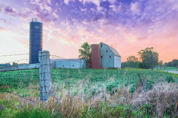 istock Old weathered Barn with silo and fence-Howard County, Indiana 2175118788