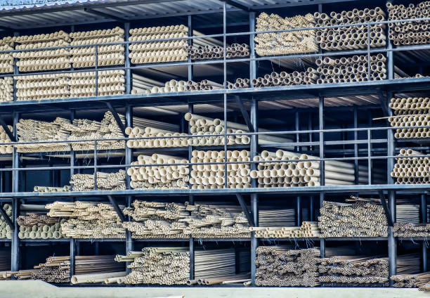 Storage of PVC pipes in an organized way.