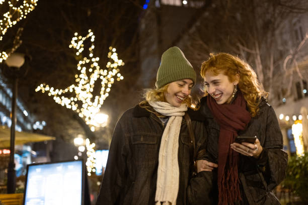 istock Christmas Evening Walk with Friends 2175134729
