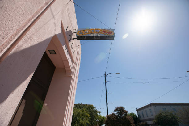 Taft, California, USA - September 20, 2024: Afternoon sunlight shines on buildings in the urban core of downtown Taft.