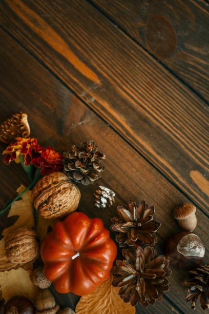 istock Autumn flat lay composition of leaves and decor, copy space 2175138945