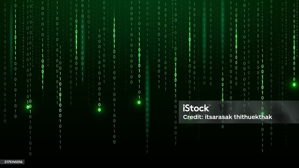 Digital Green Matrix Binary Code Encoded Vector Illustration Stock ...