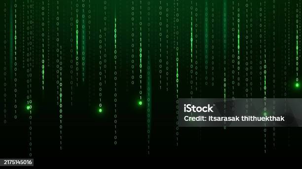 Digital Green Matrix Binary Code Encoded Vector Illustration Stock ...