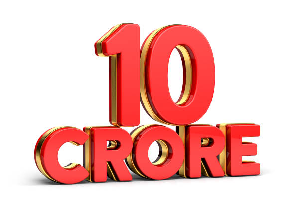 istock 3d Red and golden 10 crore isolated on background. 3d illustration. 2175156880