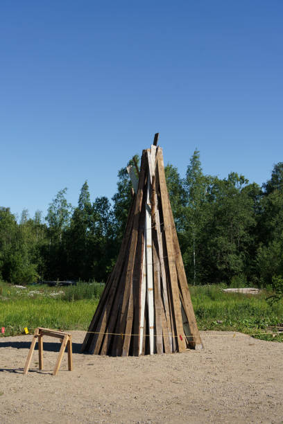 istock Finnish midsummer bonfire made of used boards 2175170010