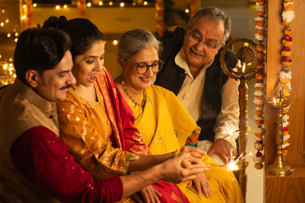 istock Two generation family burning sparklers at home 2175176353
