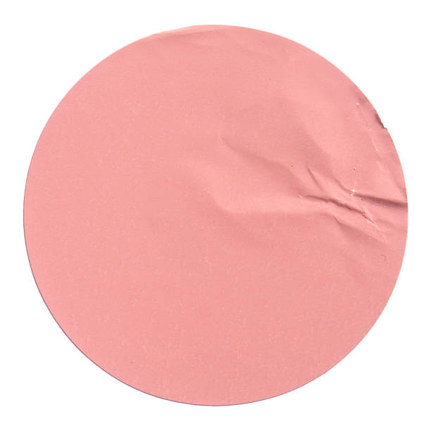 istock blank pink round adhesive paper sticker label isolated on white background. 2175180130