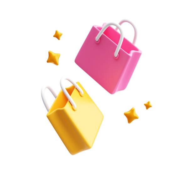 Shopping bag icon 3d illustration background