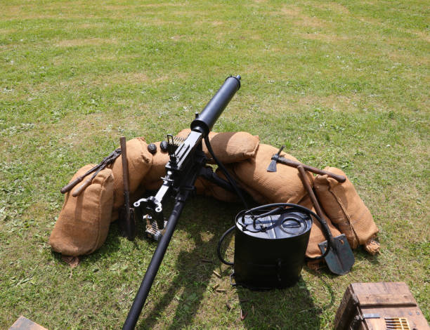 istock Historic machine gun used during the first and second world wars water-cooled with sandbags 2175186431