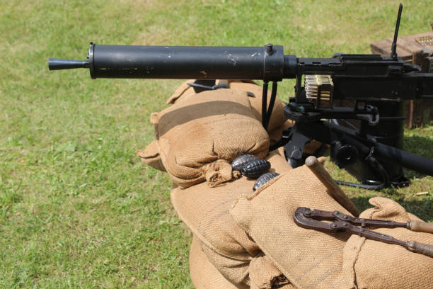 istock Historic machine gun used during the first and second world wars water-cooled  during a historical reenactment 2175187600