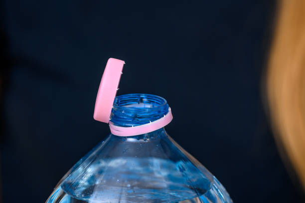 High section of an alluminium water bottle, with the cap