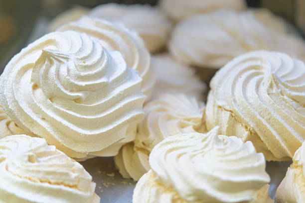 Paris, France: Meringues in Bakery Window Close-Up Price Tag