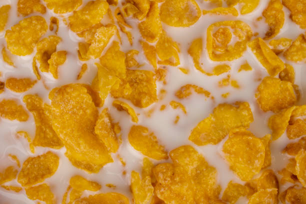 Cereal corn milk closeup food.