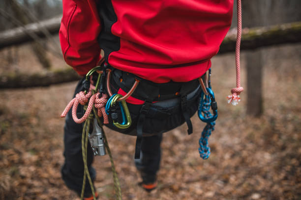 istock The unrecognizable rescuer uses ropes to descend from the steep terrain 2175216677