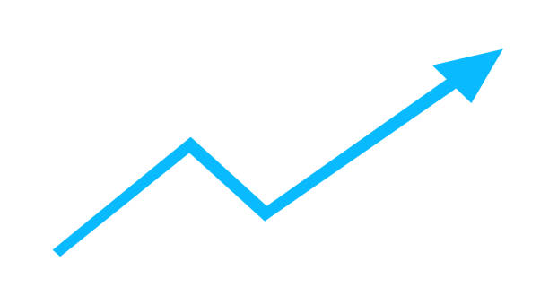 Sky blue arrow graph for a concept of Increasing isolated on white Backdrop